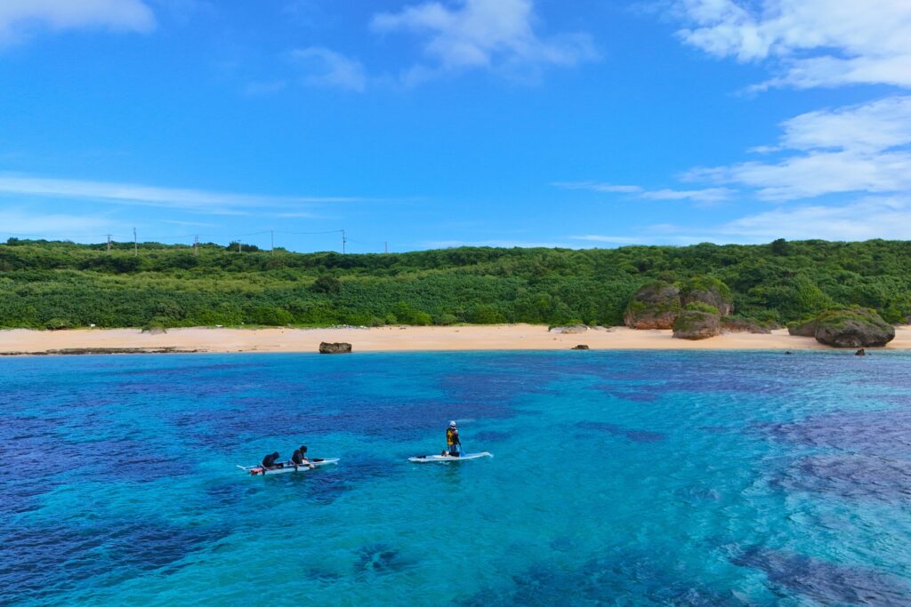 ドローン、宮古島、クリアカヤックツアー、うみさんぽ