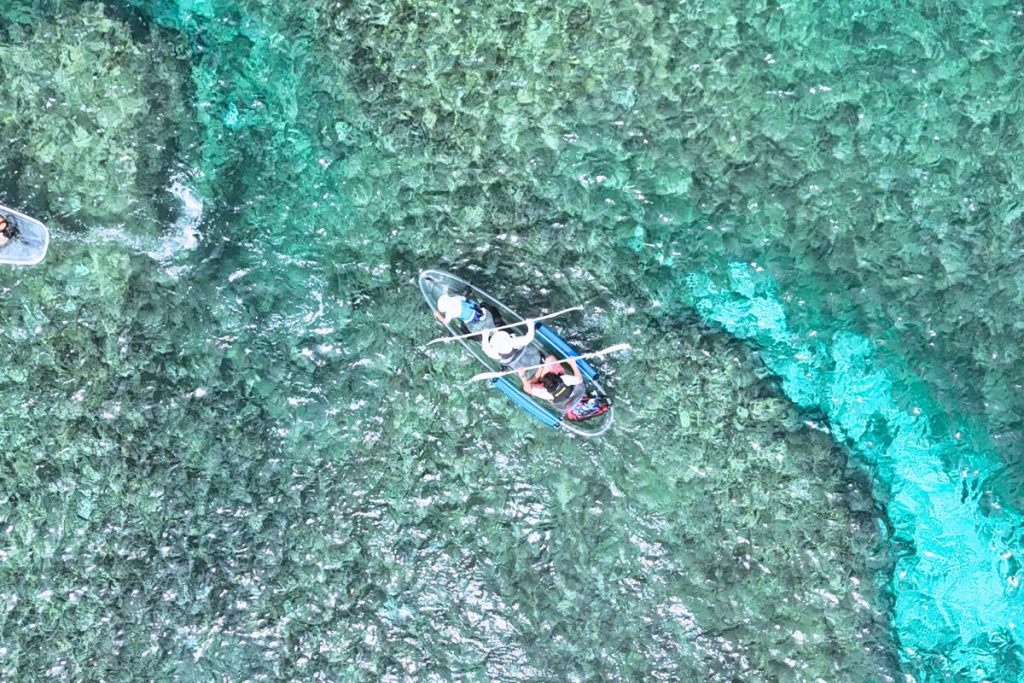 クリアカヤックで宮古ブルーの海を航行