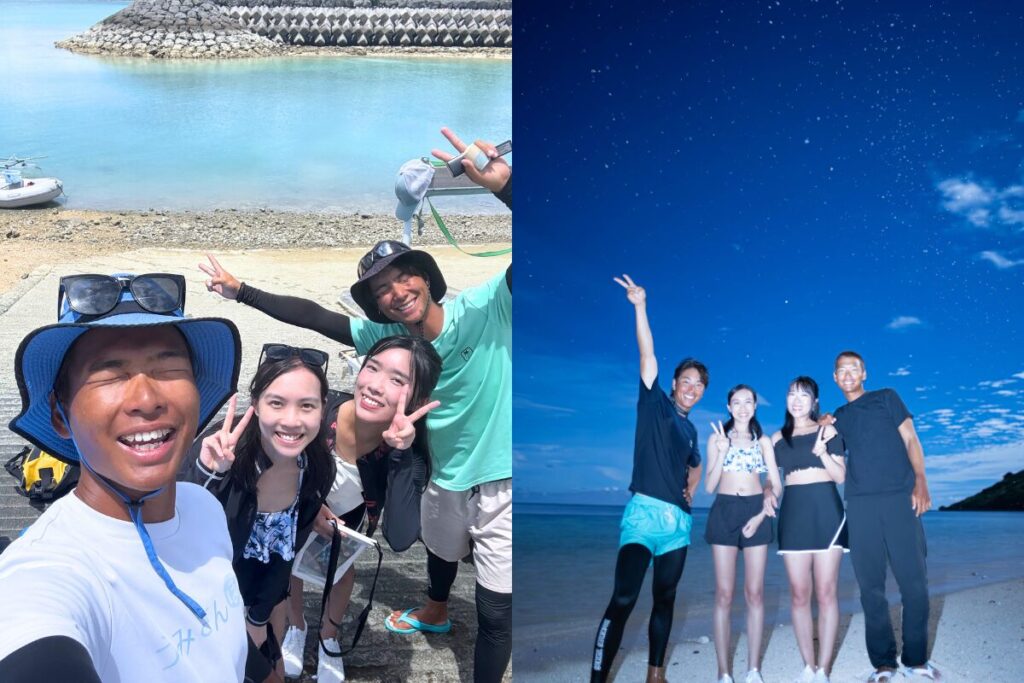 みんなで撮った集合写真 昼も夜もバッチリ楽しそう〜！