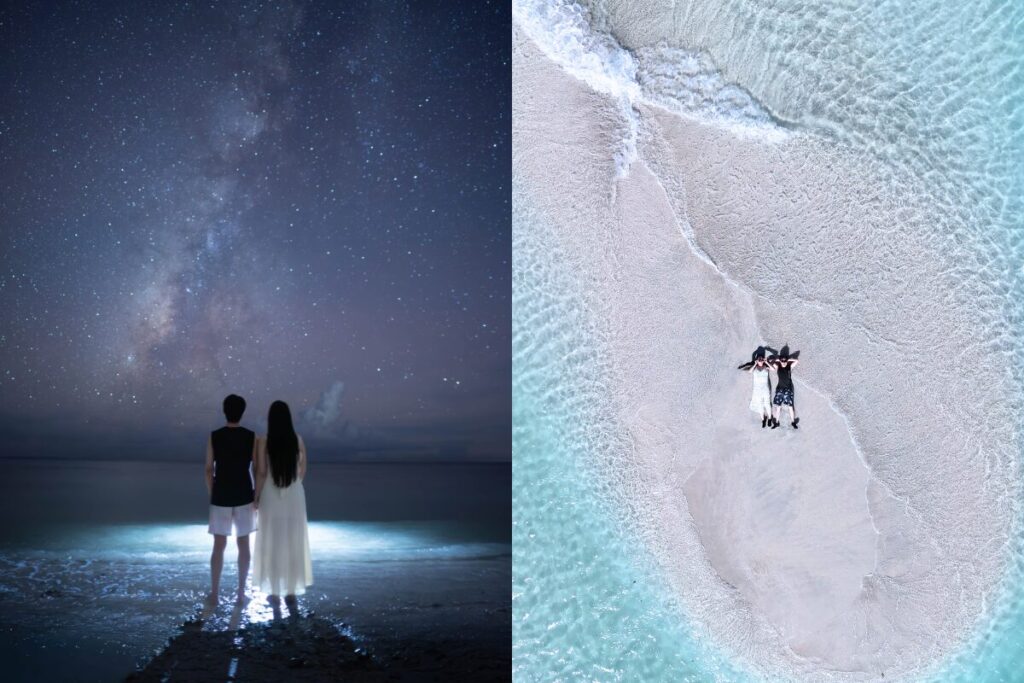 星空フォトの写真とユニの浜で寝っ転がるショットどちらも最高の出来