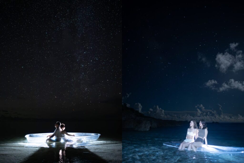 サップとカヤックの星空フォト 星も海も最高にきれい