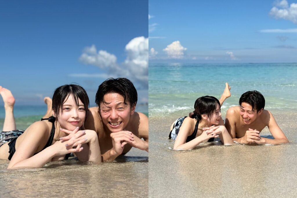 寝っ転がりショット2枚 見つめ合うのもカメラ目線もとっても素敵