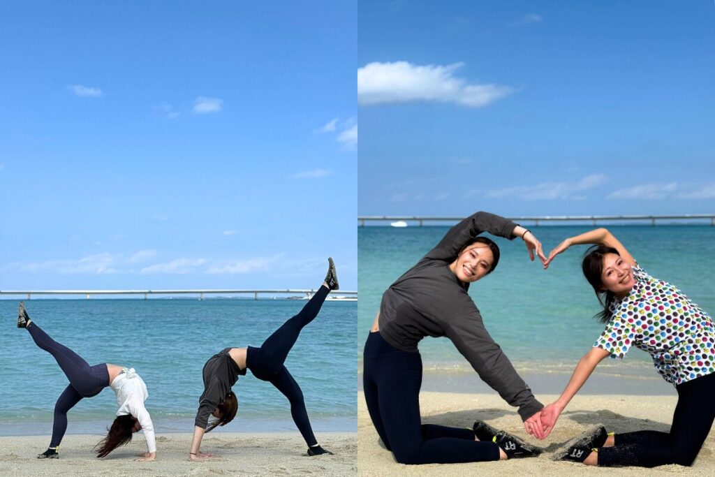 柔軟な体でいろんなポーズに挑戦