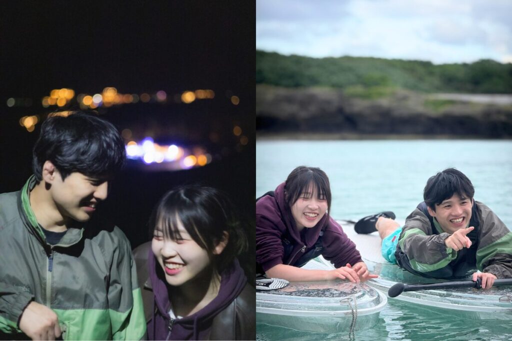 夜と昼それぞれの笑顔写真