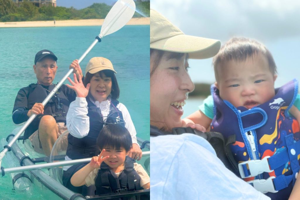 クリアカヤック　乗船　赤ちゃん　家族