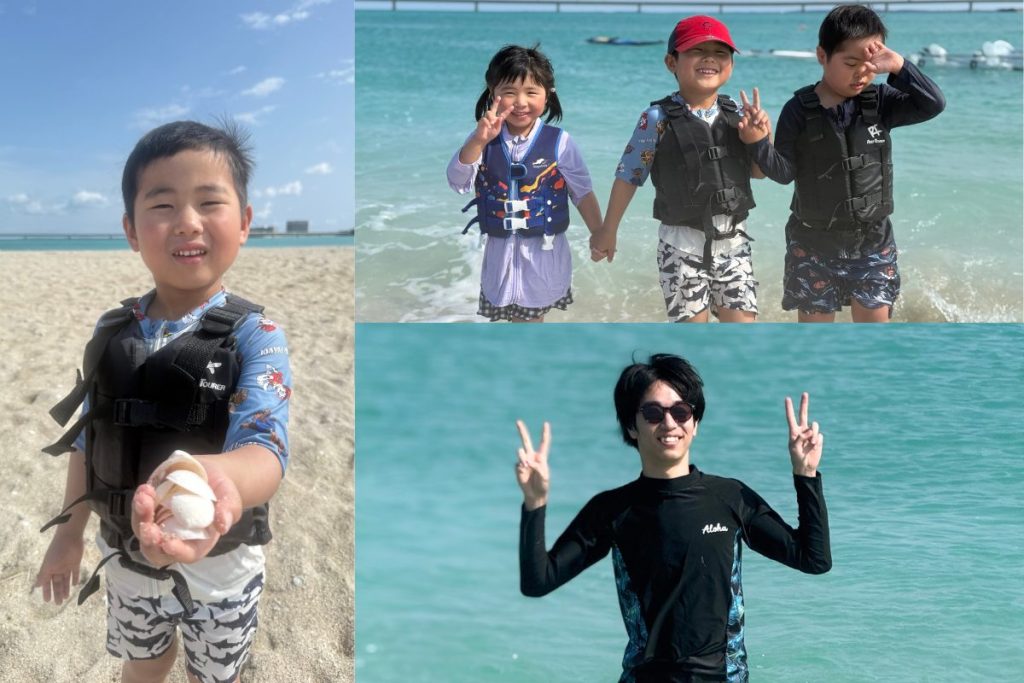 貝殻を見せてくれる子
海に入ってピースしてくれるお兄ちゃん
子どもたち皆笑顔でパシャリ